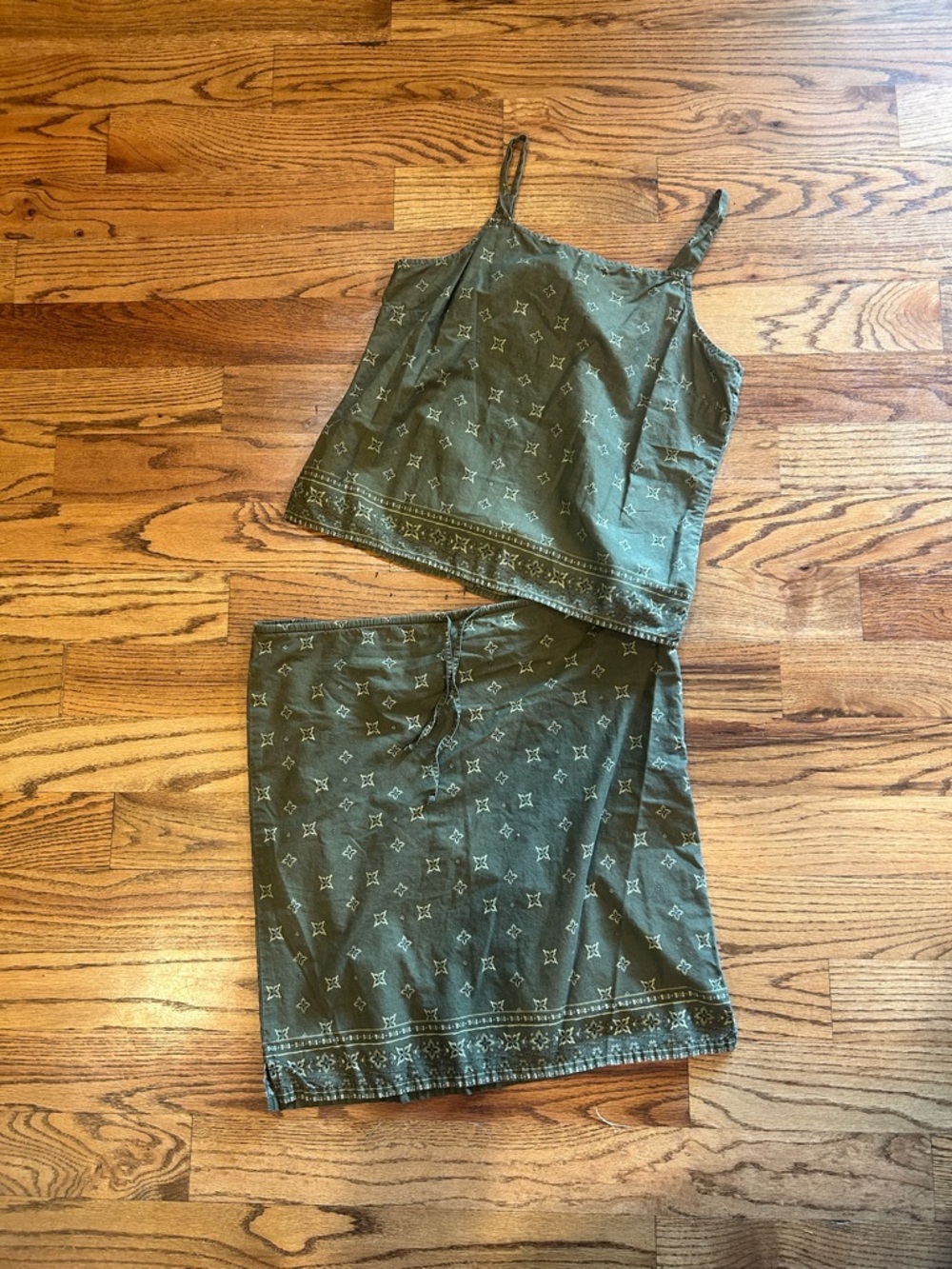 Faded Glory Olive Green Bandana Two-Piece Skirt Set